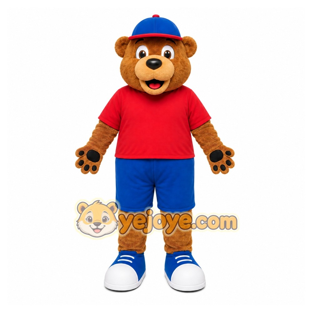 Brown Bear Mascot Costume with Custom Logo