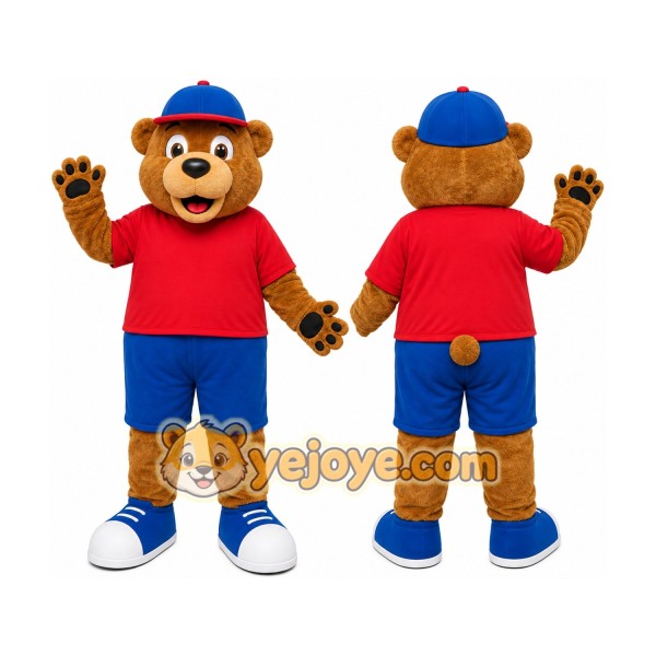Brown Bear Mascot Costume with Custom Logo