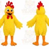 Yellow Chicken Mascot Costume with Custom Logo