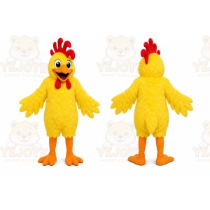 Yellow Chicken Mascot Costume with Custom Logo