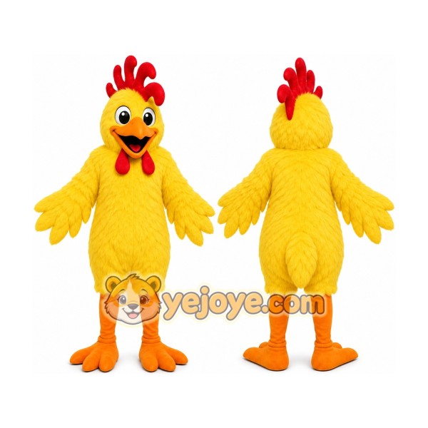 Yellow Chicken Mascot Costume with Custom Logo