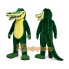 Green Alligator Mascot Costume with Custom Logo