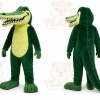 Green Alligator Mascot Costume with Custom Logo