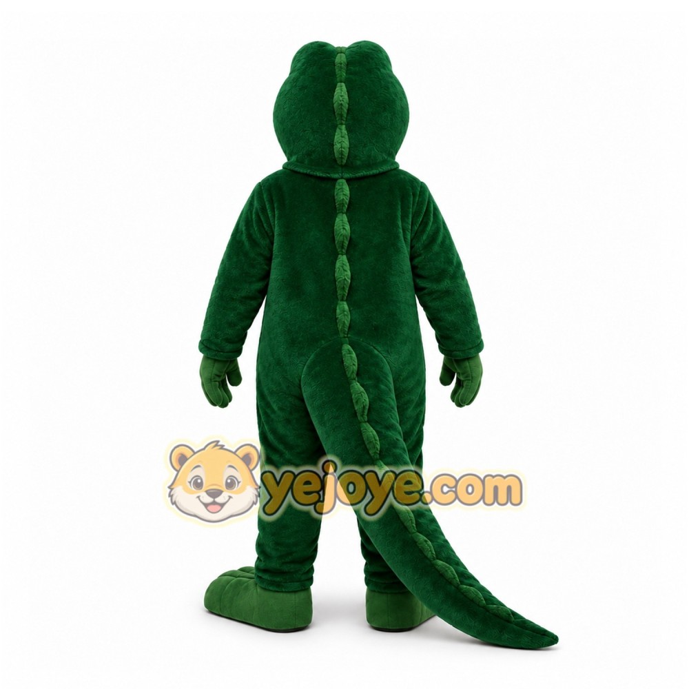 Green Alligator Mascot Costume with Custom Logo