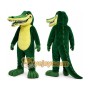 Green Alligator Mascot Costume with Custom Logo