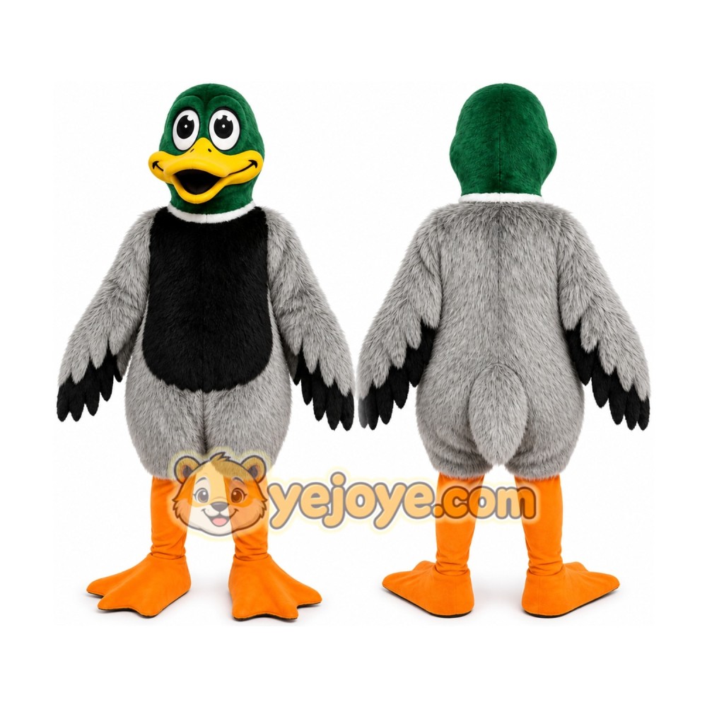 Gray Duck Mascot Costume with Custom Logo Gray Duck Mascot Costume with Custom Logo
