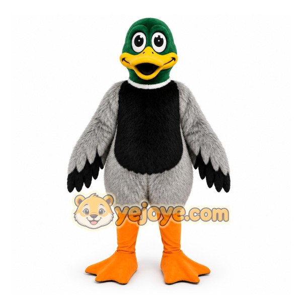 Gray Duck Mascot Costume with Custom Logo Gray Duck Mascot Costume with Custom Logo