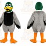 Gray Duck Mascot Costume with Custom Logo