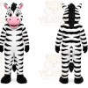 White Zebra Mascot Costume with Custom Logo