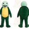 Green Turtle Mascot Costume with Custom Logo