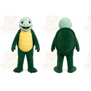 Green Turtle Mascot Costume with Custom Logo