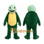 Green Turtle Mascot Costume with Custom Logo
