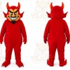 Red Devil Mascot Costume with Custom Logo
