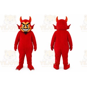 Red Devil Mascot Costume with Custom Logo