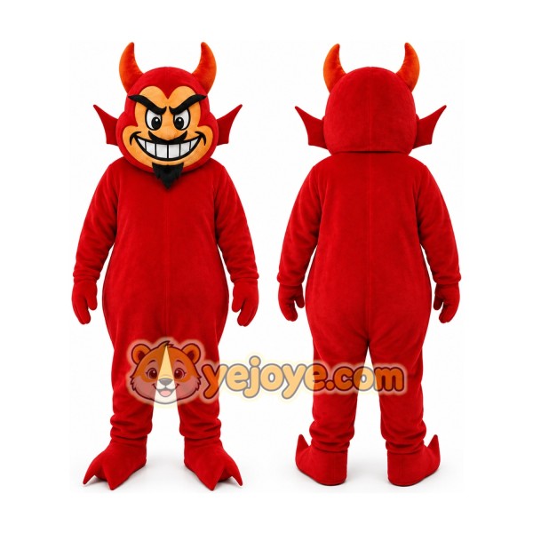Red Devil Mascot Costume with Custom Logo