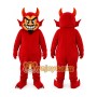 Red Devil Mascot Costume with Custom Logo