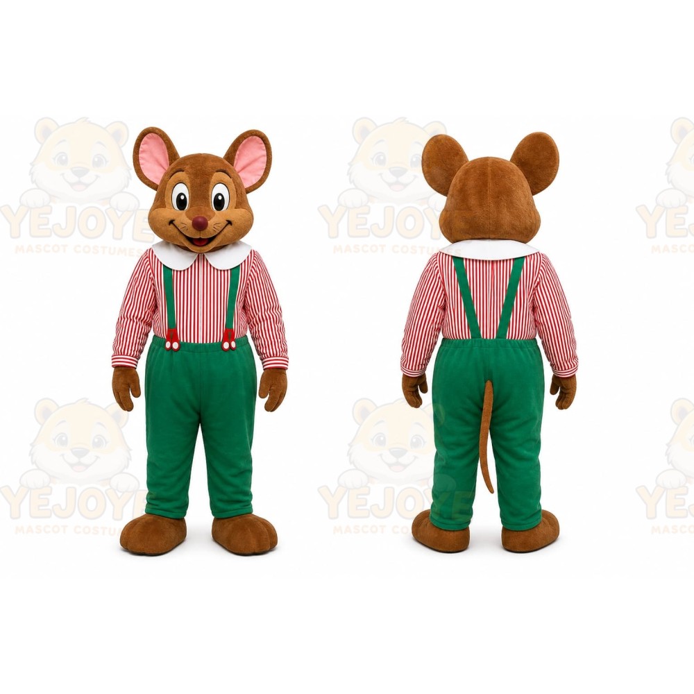 Brown Mouse Mascot Costume with Custom Logo