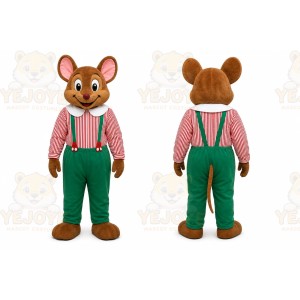 Brown Mouse Mascot Costume with Custom Logo