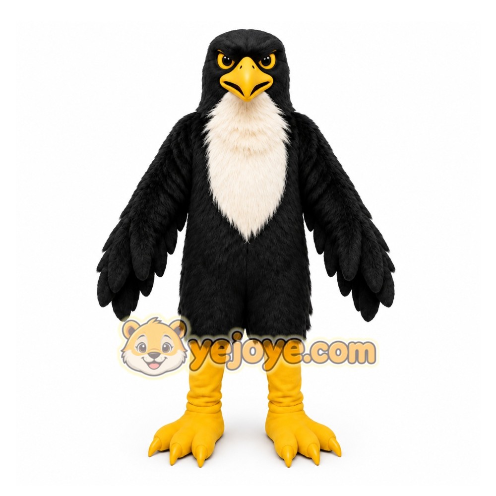 Black Eagle Mascot Costume with Custom Logo Black Eagle Mascot Costume with Custom Logo