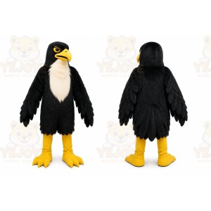 Black Eagle Mascot Costume with Custom Logo