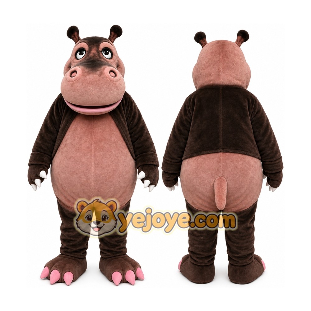 Brown Hippopotamus Mascot Costume with Custom Logo Brown Hippopotamus Mascot Costume with Custom Logo