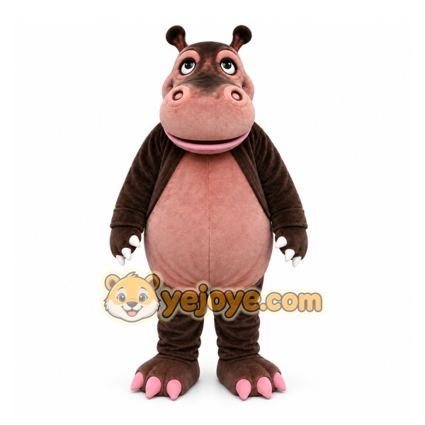 Brown Hippopotamus Mascot Costume with Custom Logo Brown Hippopotamus Mascot Costume with Custom Logo