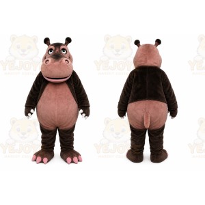 Brown Hippopotamus Mascot Costume with Custom Logo