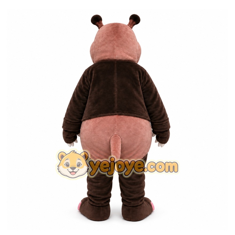 Brown Hippopotamus Mascot Costume with Custom Logo Brown Hippopotamus Mascot Costume with Custom Logo