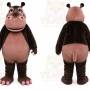 Brown Hippopotamus Mascot Costume with Custom Logo