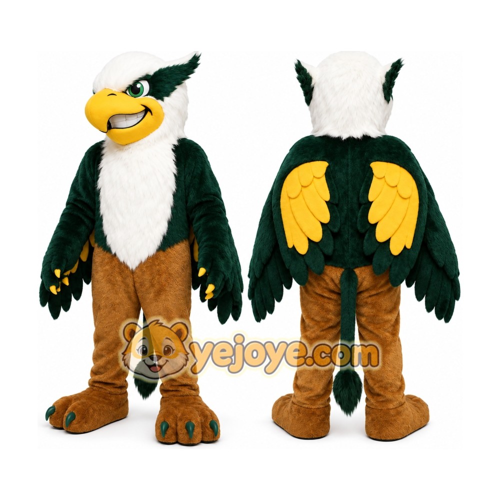 Green Eagle Mascot Costume with Custom Logo Green Eagle Mascot Costume with Custom Logo
