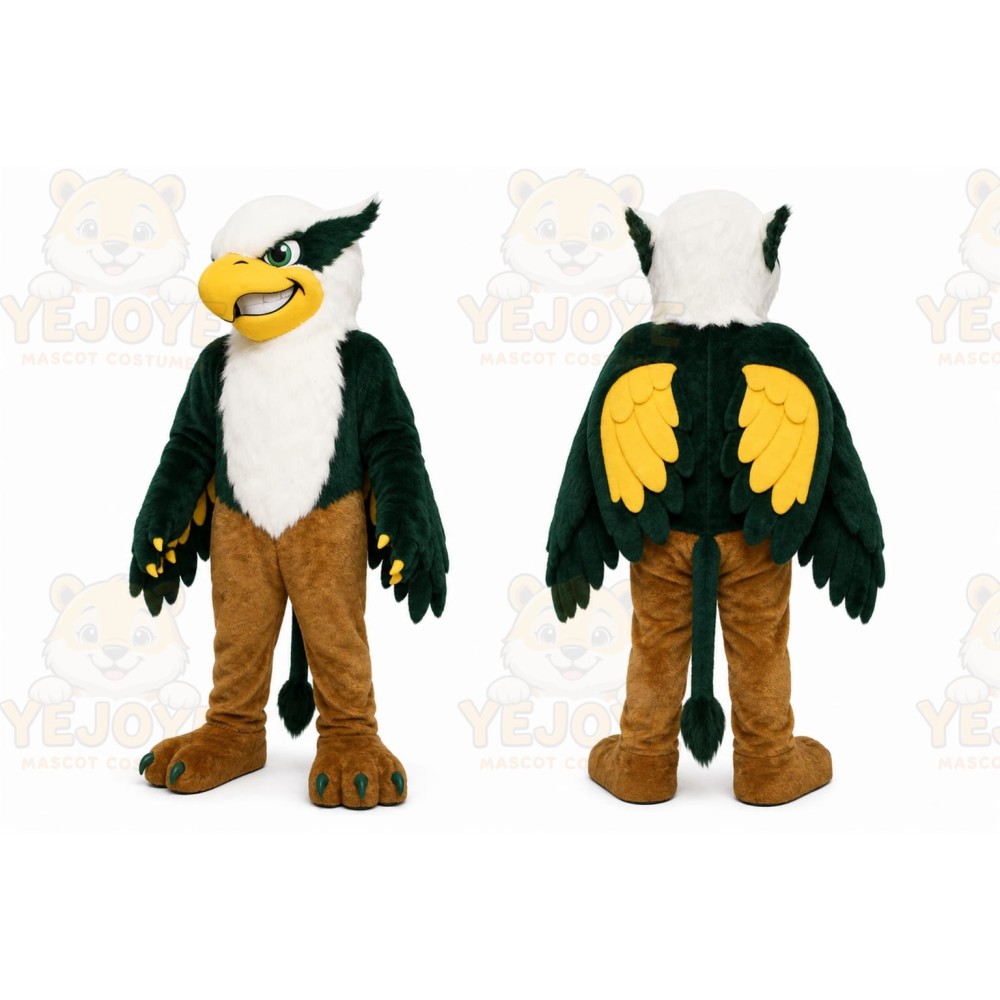 Green Eagle Mascot Costume with Custom Logo