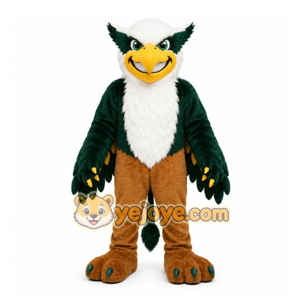 Green Eagle Mascot Costume with Custom Logo