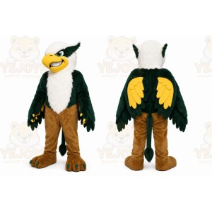 Green Eagle Mascot Costume with Custom Logo