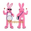 Pink Rabbit Mascot Costume with Custom Logo Pink Rabbit Mascot Costume with Custom Logo