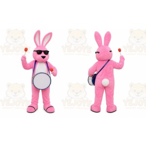 Pink Rabbit Mascot Costume with Custom Logo