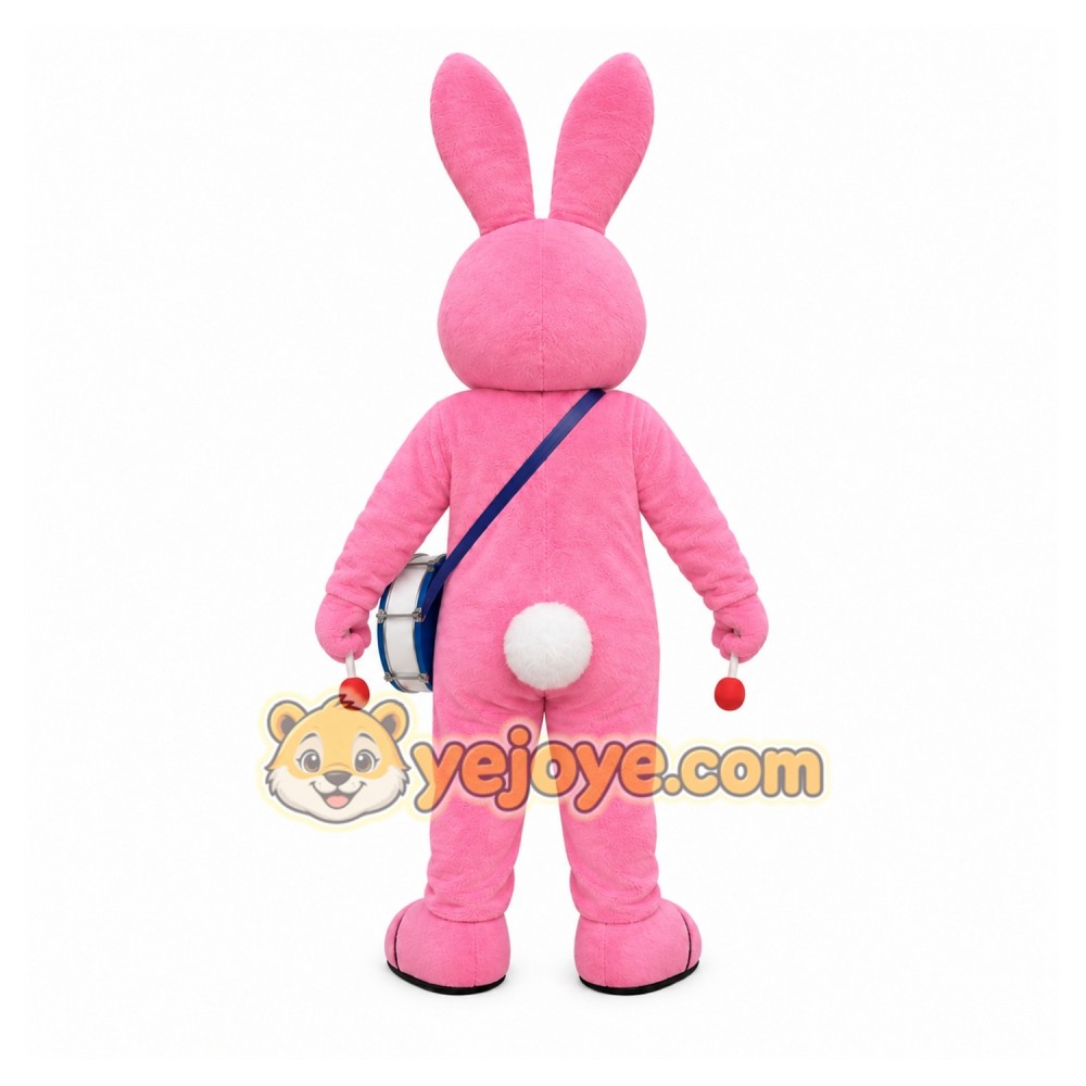 Pink Rabbit Mascot Costume with Custom Logo Pink Rabbit Mascot Costume with Custom Logo