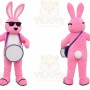 Pink Rabbit Mascot Costume with Custom Logo