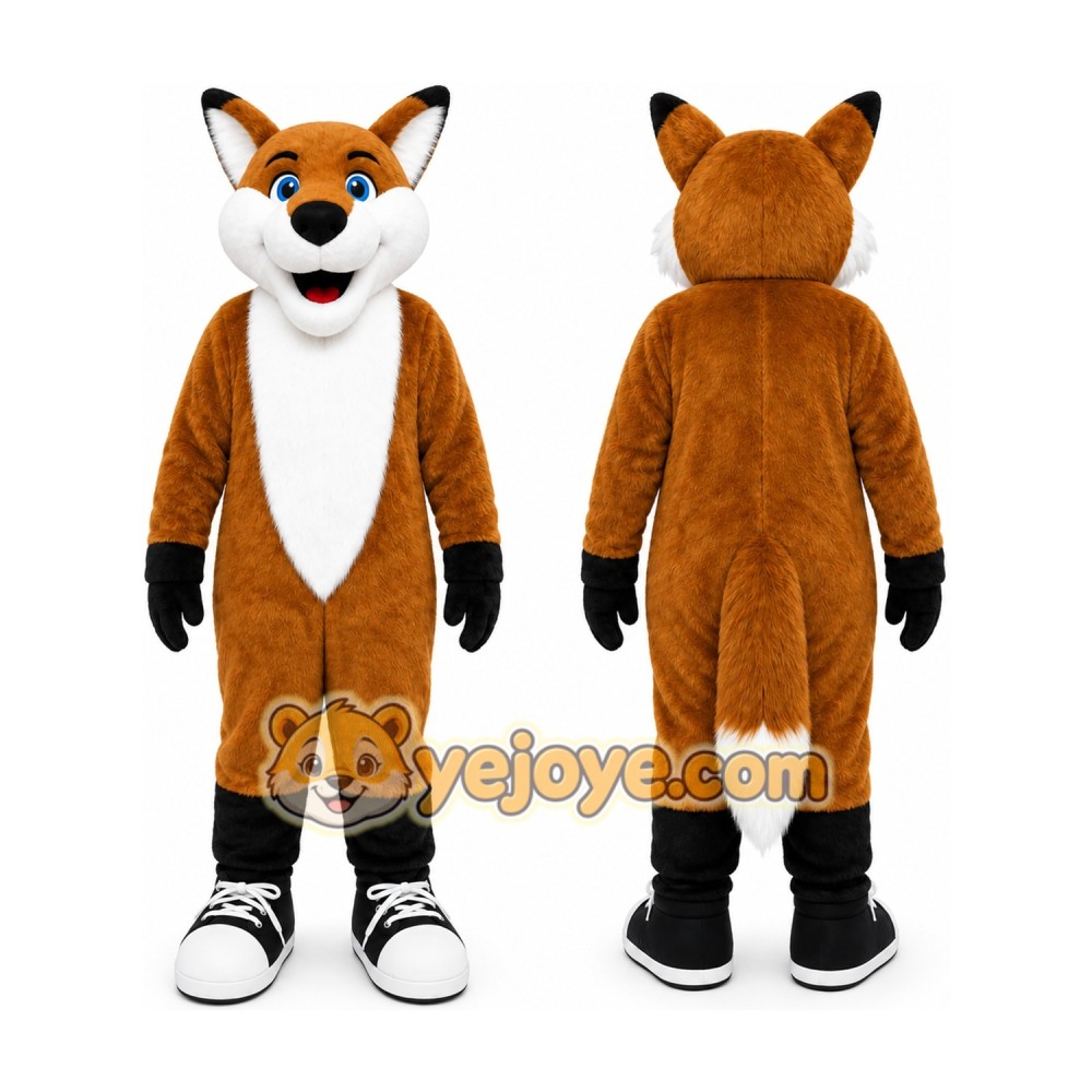 Brown Fox Mascot Costume with Custom Logo Brown Fox Mascot Costume with Custom Logo