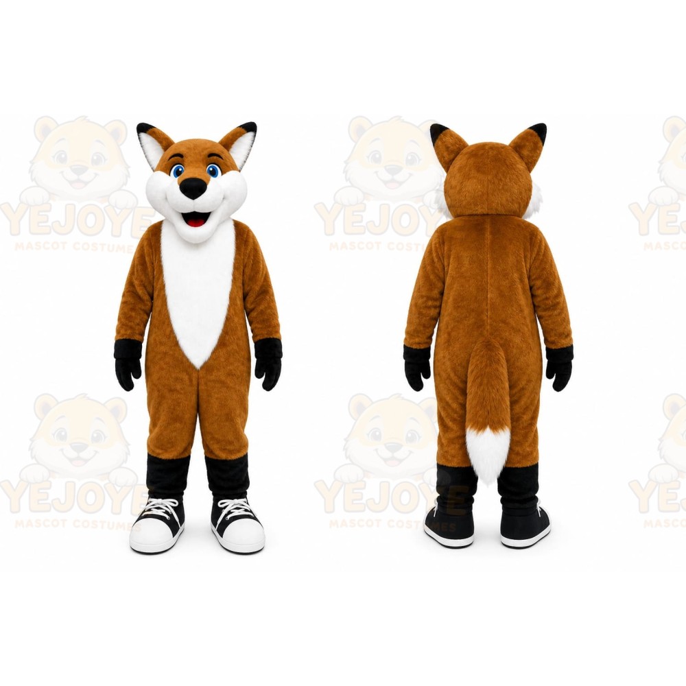 Brown Fox Mascot Costume with Custom Logo