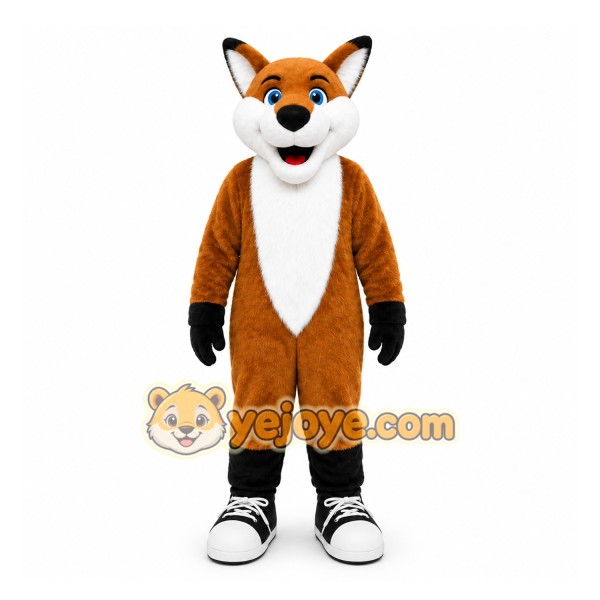 Brown Fox Mascot Costume with Custom Logo