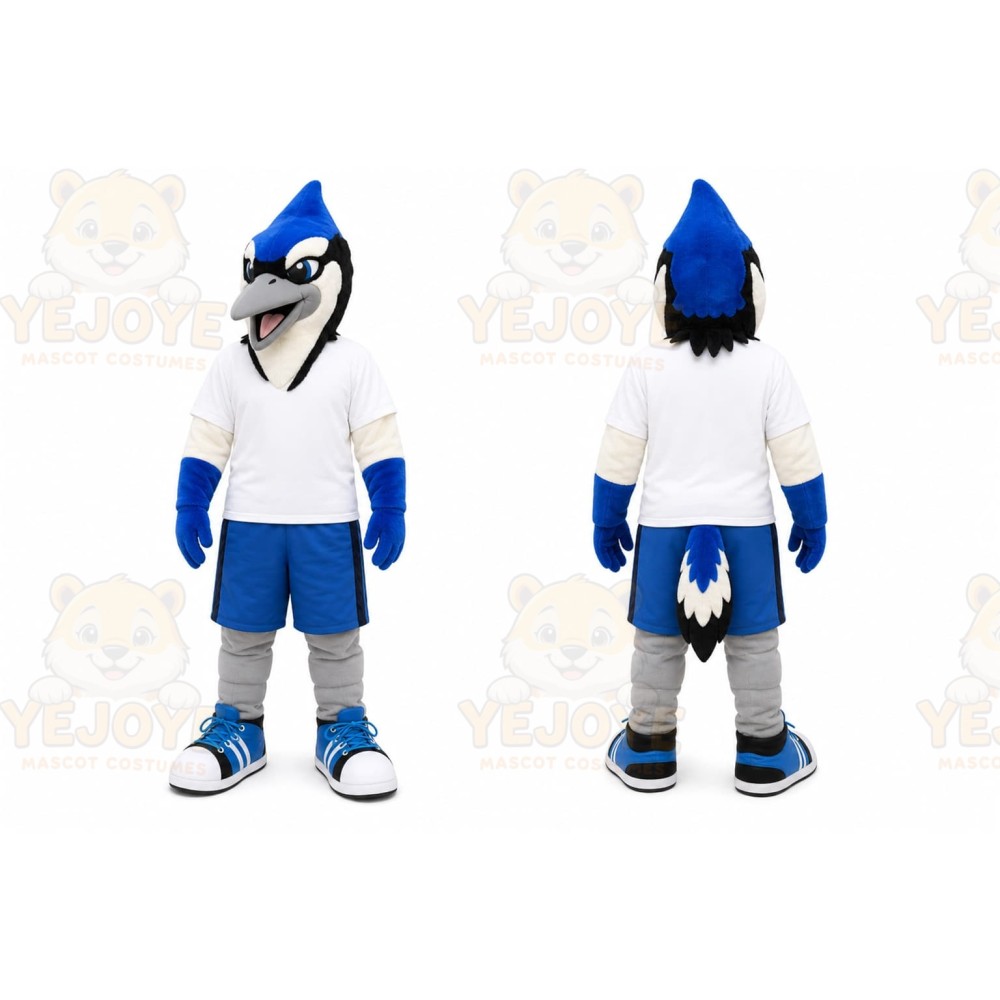 Blue Bird Mascot Costume with Custom Logo