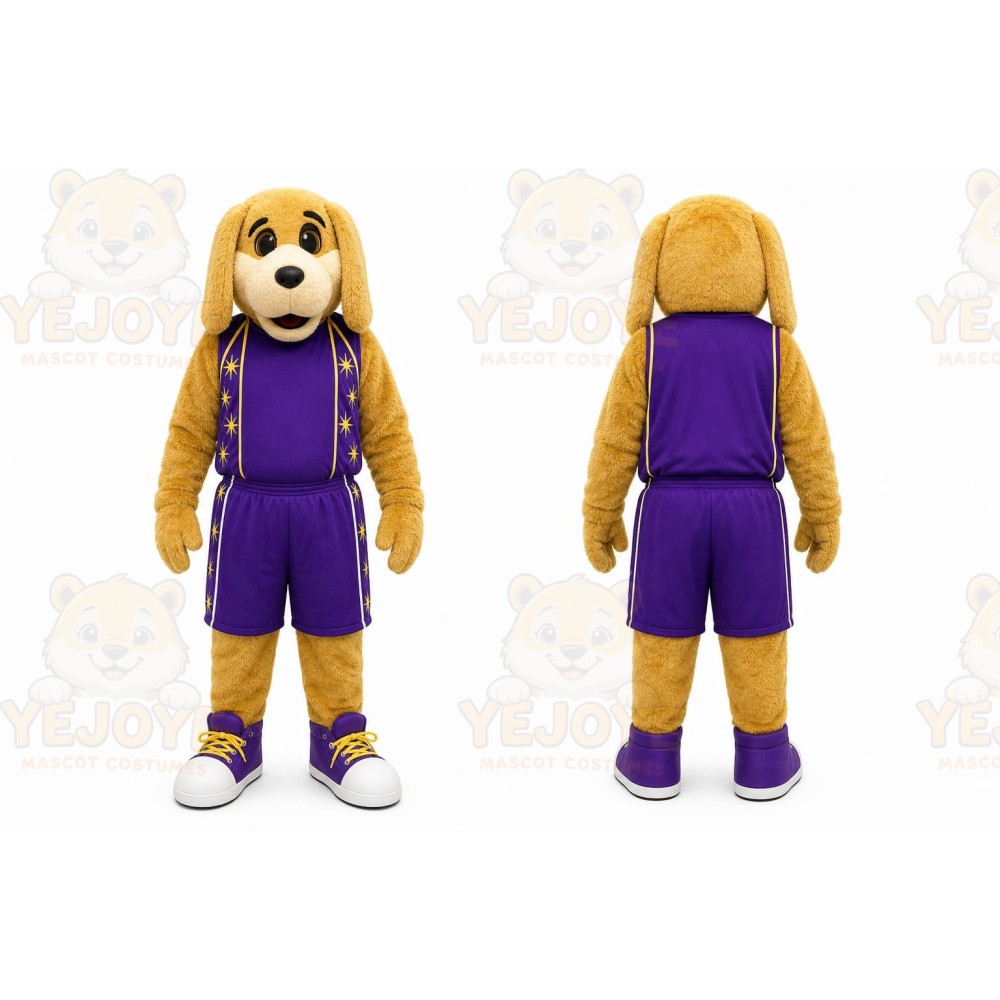 Yellow Dog Mascot Costume with Custom Logo
