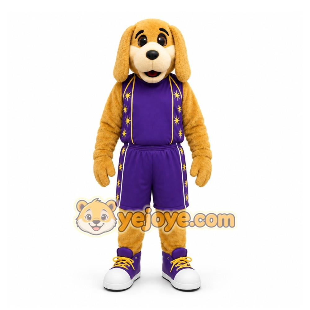 Yellow Dog Mascot Costume with Custom Logo Yellow Dog Mascot Costume with Custom Logo