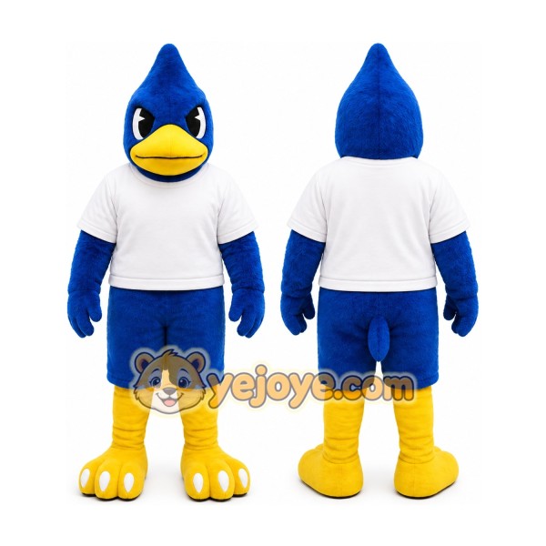 Blue Bird Mascot Costume with Custom Logo