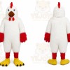 White Chicken Mascot Costume with Custom Logo