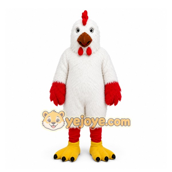 White Chicken Mascot Costume with Custom Logo White Chicken Mascot Costume with Custom Logo