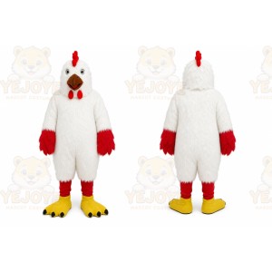 White Chicken Mascot Costume with Custom Logo