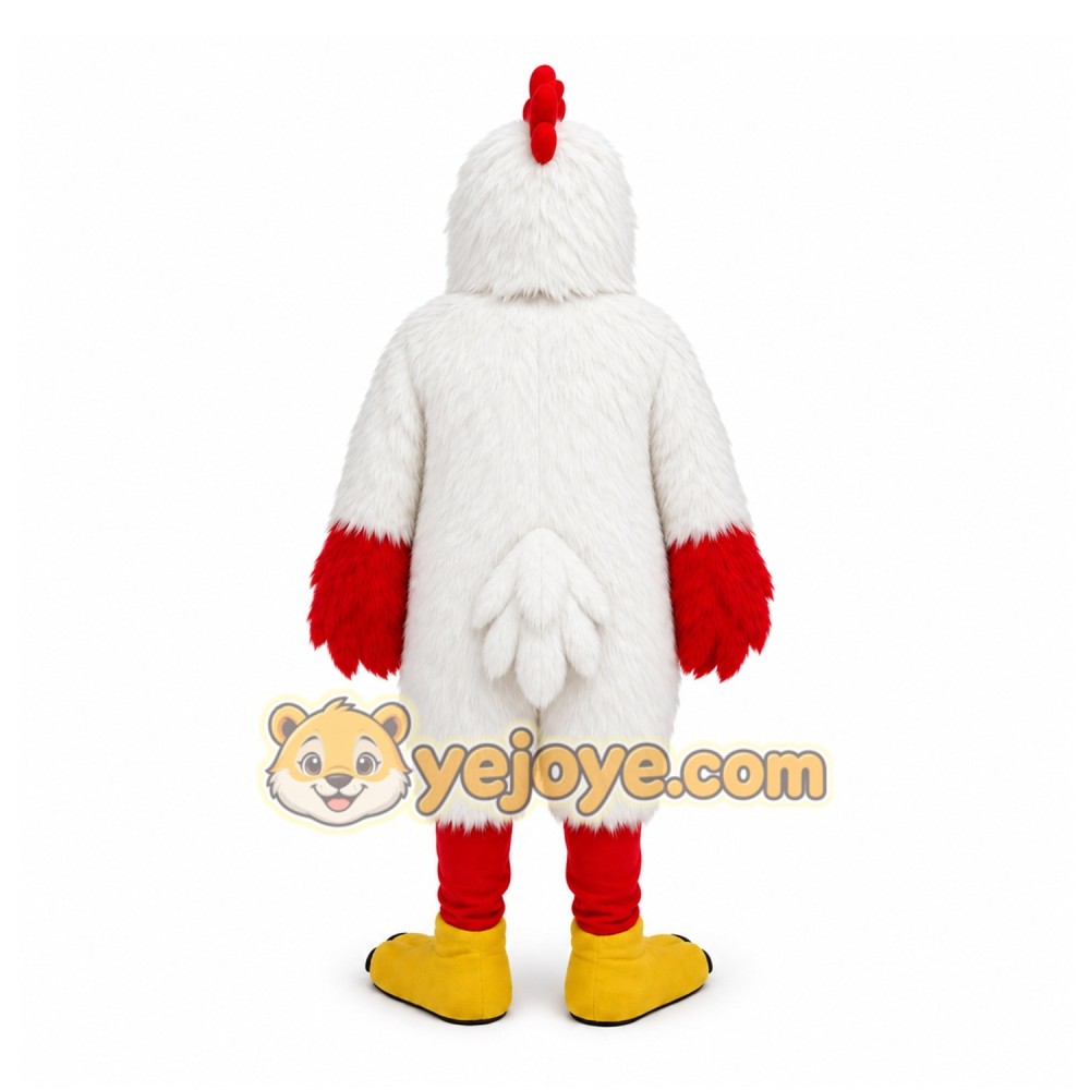 White Chicken Mascot Costume with Custom Logo White Chicken Mascot Costume with Custom Logo