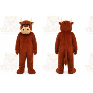 Brown Bull Mascot Costume with Custom Logo