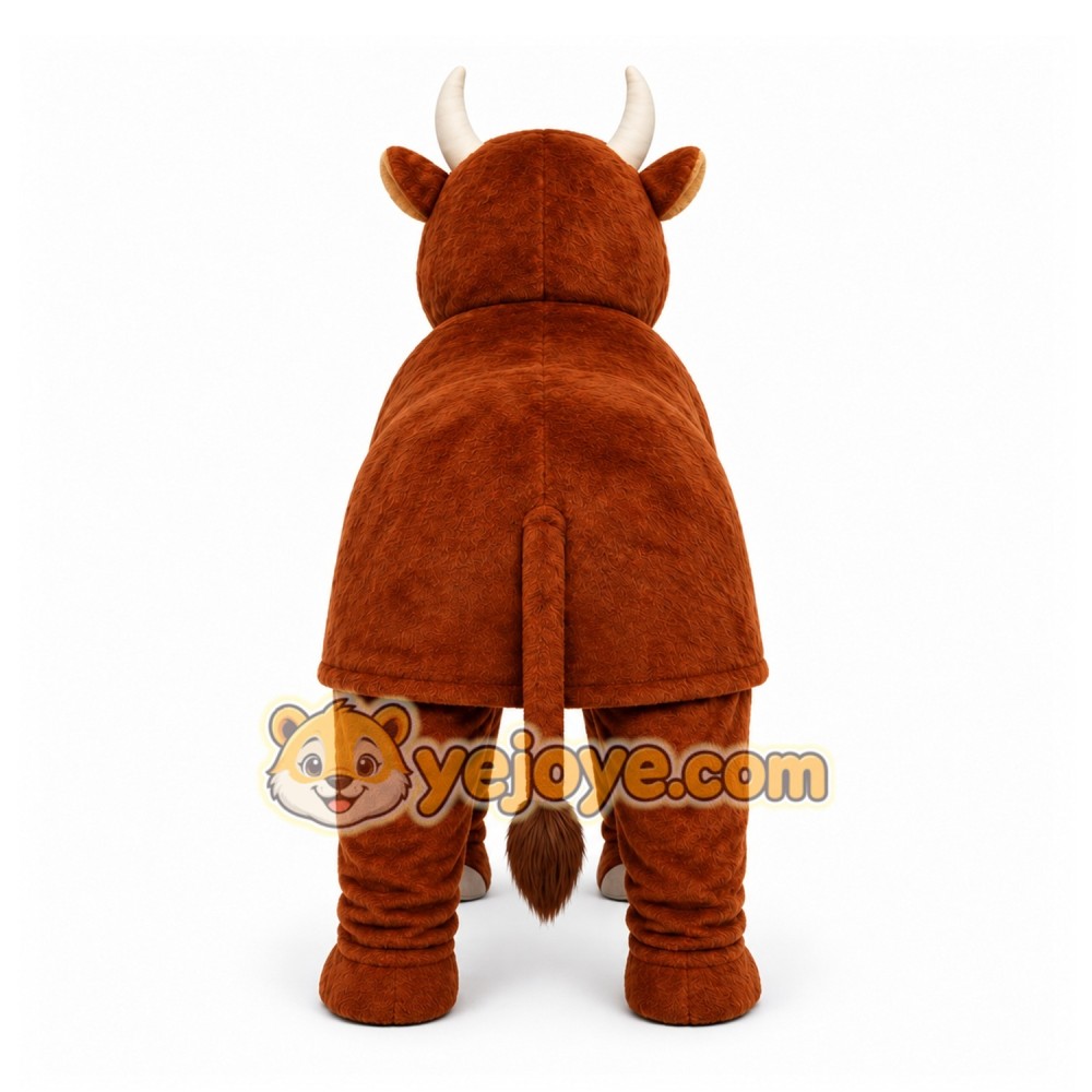 Brown Bull Mascot Costume with Custom Logo